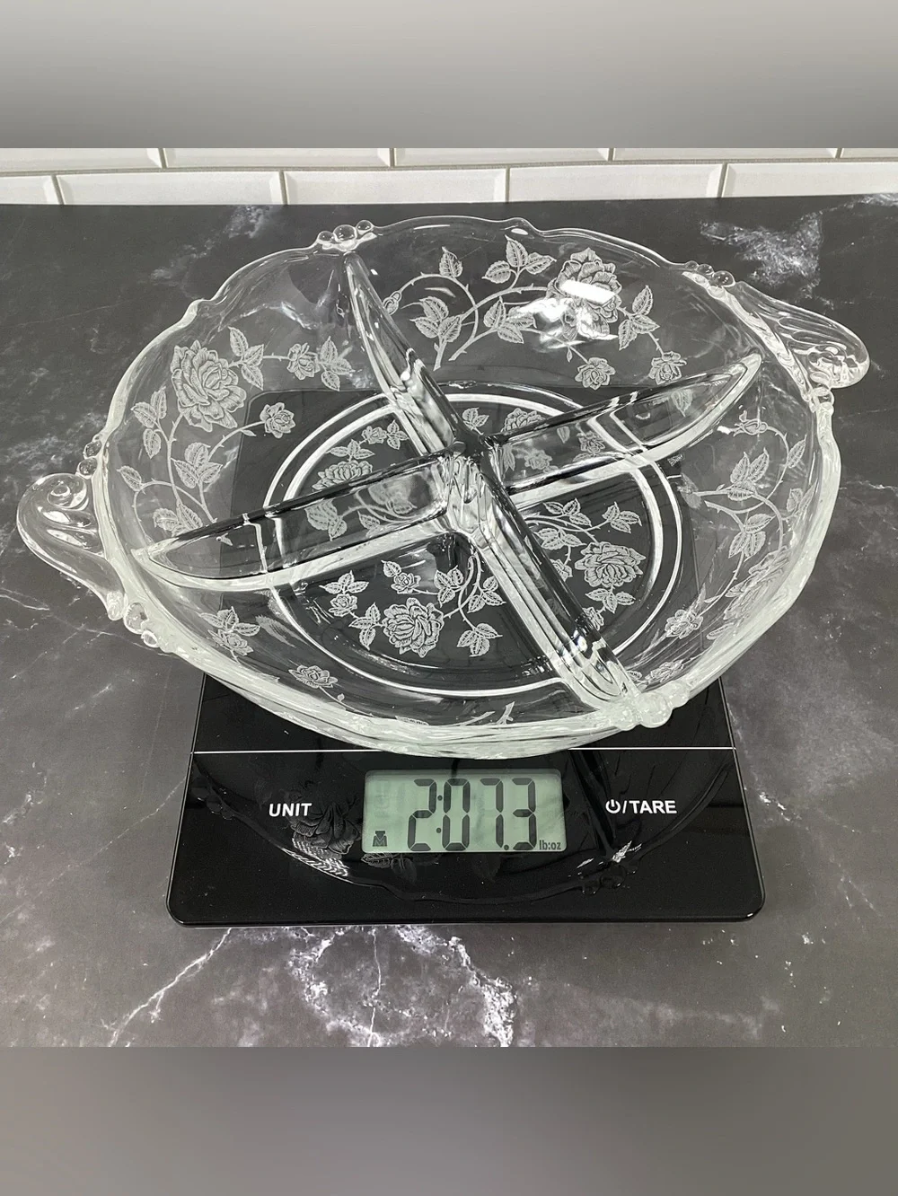 Vintage Heisey Rose Clear Crystal 9